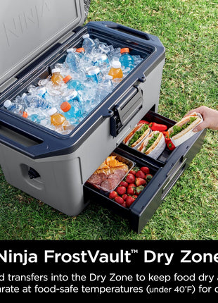 Ninja FB151GY FrostVault 50qt Hard Cooler with Dry Zone, Integrated Fridge-Temp Dry Storage Drawer, Premium Heavy-Duty Insulated Cooler, Keeps Ice for Days, Slate Gray