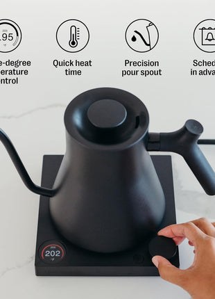 Fellow Stagg EKG Pro Gooseneck Electric Kettle, Brew Timer, 0.9 Liter | To-the-Degree Temp Control, Color LCD, Temp Hold, Stainless Steel, for Pour-Over Coffee & Tea, Quick Heating, Matte Black