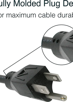 C2G 6FT Premium Replacement AC Power Cord - Durable Power Cable for TV, Computer, Monitor, Appliance & More (24240), Pack of 1