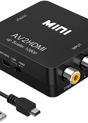 BD&M RCA to HDMI Converter, Composite to HDMI Adapter Support 1080P PAL/NTSC Compatible with PS one, PS2, PS3, STB, Xbox, VHS, VCR, Blue-Ray DVD Players