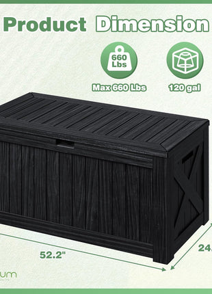 Greesum Outdoor Storage Box 120 Gallon Storage Bin with Lid for Patio Furniture, Garden Tools, Pool Supplies, Lockable, Waterproof and UV Resistant, Black | for Patio Furniture, Garden Tools, Pool Supplies, Lockable, Waterproof and UV Resistant