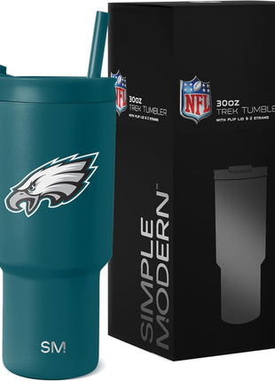 Simple Modern Officially Licensed NFL 30oz Tumbler with Flip Lid and Straws | Football Insulated Stainless Steel Cup | Gifts for Men Women | Trek Collection