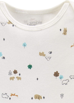 Simple Joys by Carter's Baby Boy's 5-Pack Long-Sleeve Bodysuit Shirt, bears/animals green/stripes, 3-6 Months