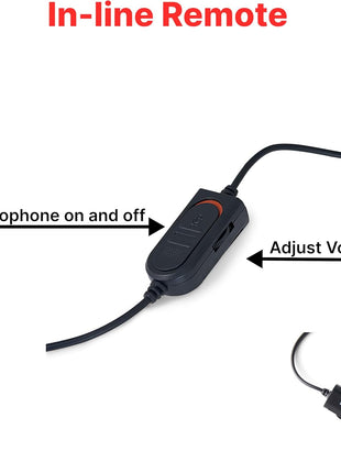 Verbatim Mono 3.5mm Wired Headset with Microphone and in-Line Remote, Black | 3.5mm mono headset with rotatable microphone and in-line remote for calls, conferencing and office use