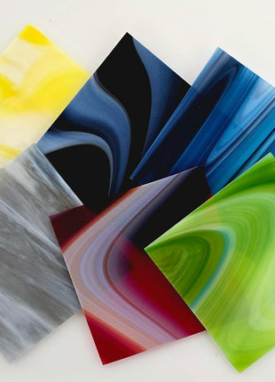 COE 96 Deluxe Assorted Fusible Glass Pack - 4 inch X 4inch Sheets - 6 Pack