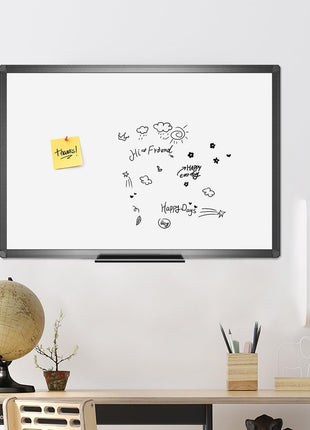 VIZ-PRO Magnetic Dry Erase White Board, 36 X 24 Inches, Black Aluminium Frame