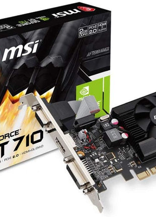 msi Gaming GeForce GT 710, Graphics Card, Desktop, HDMI/VGA/DVI - 2GB GDRR3 64-bit HDCP Support DirectX 12 OpenGL 4.5 Single Fan Low Profile, Nvidia