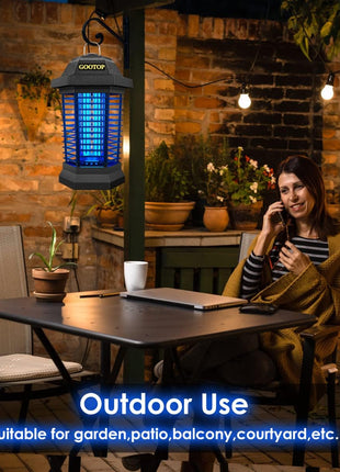 GOOTOP Bug Zapper Outdoor, Mosquito Zapper, 3 Prong Plug in Electric Fly Zapper, Mosquito Killer, Fly Traps, Flying Insects Zapper Indoor Outdoor, 4200V, ABS Plastic Outer (Black)
