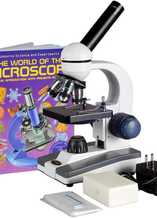 AmScope M150 Series Portable LED Monocular Student Compound Microscope - 40X-1000X Magnification - Microscope Kit Includes Dust Cover, 2 Clips & 2 Eyepieces