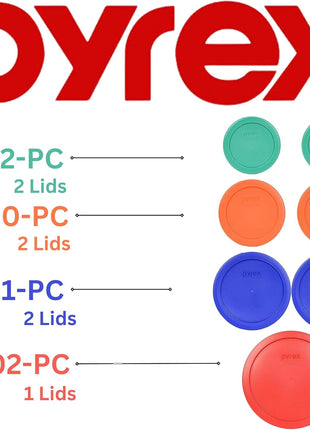Pyrex Food Storage Plastic Replacement Lid Set (Red, Cobalt Blue, Orange, Green)