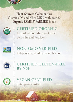 Garden of Life Organics Plant Calcium Supplement, 180ct | Magnesium & Vitamin D3 K2, Made from Whole Foods, Gluten-Free