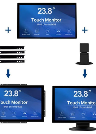 GreenTouch 23.8 Inch 10 Points Open Frame PCAP Touchscreen Monitor - Industrial Touch Display -16:9 -TFT LCD