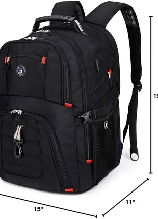 SHRRADOO Extra Large 50L Travel Laptop Backpack with USB Charging Port, College High School Backpack Airline Approved Business Work Bag Fits 17 Inch Computer for Men Women