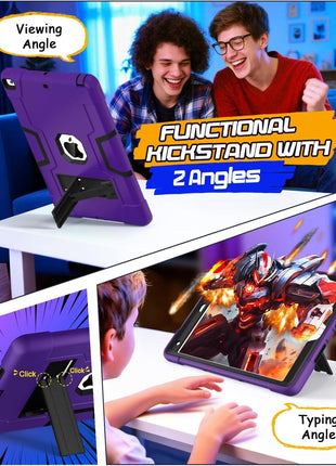 Cantis Case for ipad 9th Generation/ 8th Generation/ 7th Generation, Slim Heavy Duty Shockproof Rugged Protective Case with Built-in Stand for iPad 10.2 inch 2021/2020/2019, Dark Purple+Black