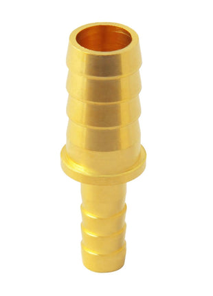 Brass Hose Barb Reducer, 3/8" to 1/4" Hose ID, Reducing Barbed Coupler (Pack of 2)