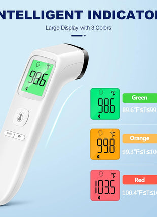 No-Touch Thermometer for Adults and Kids, Accurate Digital Baby Thermometer | 1s Fast Reading, Fever Alarm, Silent Mode, 35-Reading Memory, Forehead & Object Mode, AAA Battery Included, for Home & Clinic