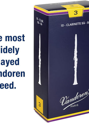 Vandoren CR103 Bb Clarinet Traditional Reeds Strength 3; Box of 10