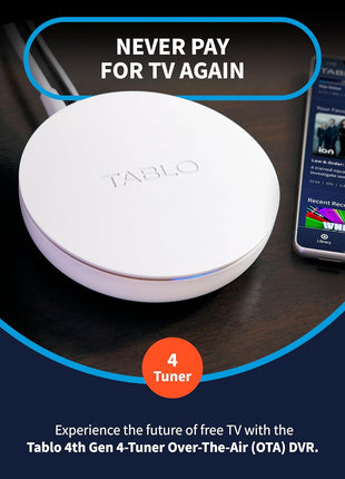 4th Gen 4-Tuner Over-The-Air (OTA) DVR - Watch, Pause & Record Live TV, News, Sports & Movies Throughout Your Home Over Wi-Fi - Pairs w/Any TV Antenna - 50+ Hrs Recording - No Subscriptions