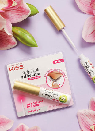 Kiss Lash Adhesive, Lash Glue, 24hr Strip Eyelash Adhesive, Clear, Includes Lash Adhesive, Long Lasting Wear, Can Be Used with Strip Lashes and Lash Clusters