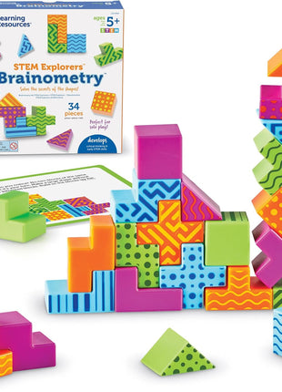 Learning Resources STEM Explorers Brainometry - 3D Puzzle Games for Kids, Kids Travel Games, Brain Teaser Puzzles, Pattern Memory Game, Brain Game Toys, Classroom Toys, 5 Year Old Boy and Girl Gifts