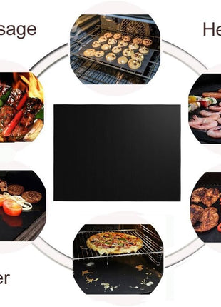 Grill Mat Set of 6, Non-Stick, 15.75 x 13 Inch, Black | Reusable Mats for Gas, Charcoal, or Electric Grills, Easy to Clean