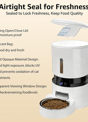 Automatic Cat Feeder with 2K Dual Cameras, 5G WiFi Smart Cat Food Dispenser with Night Vision 4MP, 2-Way Audio, App Control, 4L Auto Pet Feeder for Cats, Small Dogs & Multi-Cat Families