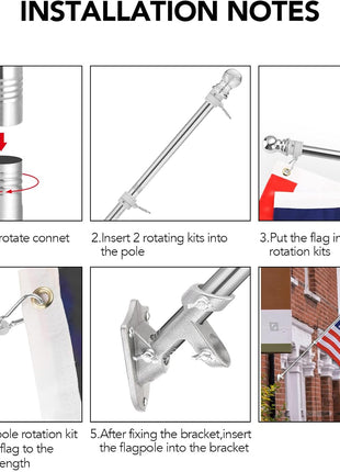 Yeesun Flag Pole,6FT American Flag Pole & Bracket-Flagpoles for 3 x 5 Flags Holder for House Porch & Outdoor,Tangle Free and Wall Mount Flag Pole Kit (Without flag,Black)