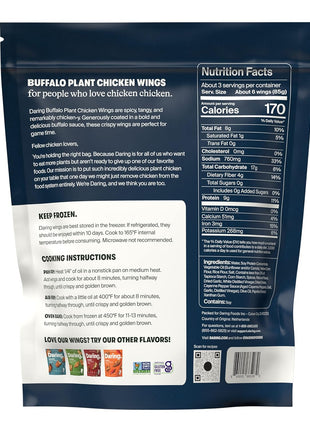 Daring Foods, Frozen, Chicken Wings Plant Based Buffalo, 8 Ounce