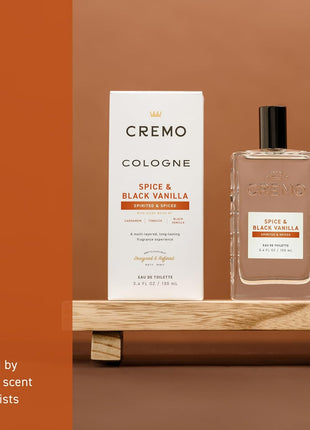 Cremo Cologne For Men - Spice & Black Vanilla Mens Cologne Spray, An Explosion of Vibrant Spices, Dark Woods and Black Vanilla, Multi-Layered Signature Men's Fragrances, 3.4 Fl Oz