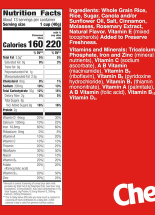 Cinnamon Chex Cereal, Gluten Free Breakfast Cereal, Made with Whole Grain, Family Size, 19.2 oz