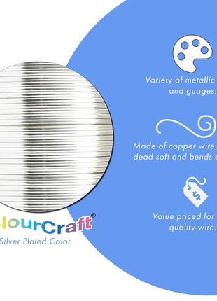 Beadalon ColourCraft Wire, 28 Gauge, Silver Plated, 40 yd Spool