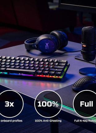 HyperX Alloy Origins 60 - Mechanical Gaming Keyboard, Ultra Compact 60% Form Factor, Double Shot PBT Keycaps, RGB LED Backlit, NGENUITY Software Compatible - Linear HyperX Red Switch,Black