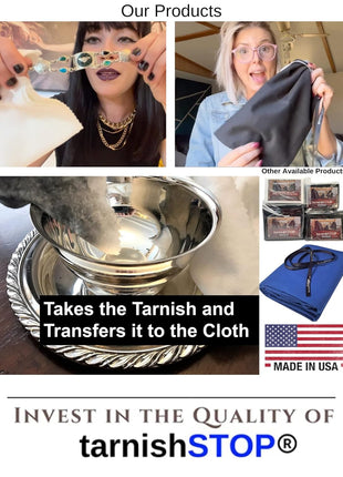 USA Made | T-STOP | Luxury Anti-Tarnish Bag for Silver Storage | Patented Proven Protection | Small 13"x10" | Tuxedo Black