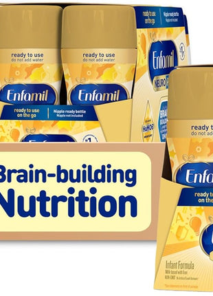 Enfamil NeuroPro Ready to Feed Baby Formula, Brain Building Duo DHA & MFGM, Exclusive Immune Supporting HuMO6 Blend, Enfamil Ready to Feed Infant Formula, 8 fl oz, 6 count, Total 24 bottles