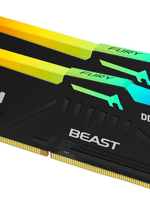 Kingston FURY Beast RGB 16GB 5200MT/s DDR5 CL40 DIMM Desktop Memory (Kit of 2) | Intel XMP 3.0 | Infrared Sync Technology | Overclocking Stability | KF552C40BBAK2-16