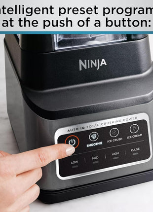 Ninja Professional Plus Blender, Auto-iQ, 1400W, 72oz Pitcher, BN701 | 1400 peak-watt motor, 3 Auto-iQ presets for smoothies, frozen drinks & ice cream. Total Crushing blades. Dishwasher safe.