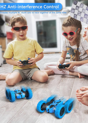 Hamdol Remote Control Car for Kids, 360° Rotating RC Stunt Car Double-Sided 4WD Electric Vehicle with LED Lights, 2.4GHz Rechargeable Toy Cars for Boys Girls Age 6 7 8 9 10 11 12, Birthday Gift
