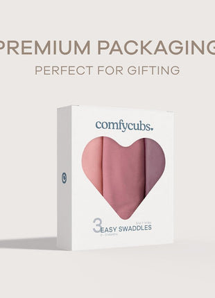 Comfy Cubs Easy Swaddle Blanket, 3 Pk S Velcro Swaddle Blush Mauve Mulberry