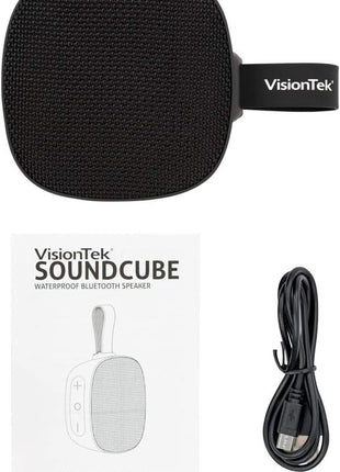 VisionTek SoundCube Wireless Bluetooth Speaker with IPX7 Waterproof Rating, Bluetooth 5.0, 6+ Hour Playtime, Built-in Mic, TWS Support, Compatible with Phone/Tablet/TV/Laptop (Black) -901313