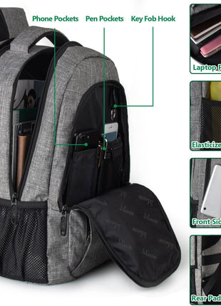 MATEIN Travel Laptop Backpack, Business Anti Theft Slim Sturdy Laptops Backpack with USB Charging Port, Water Resistant College School Computer Bag Gift for Men & Women Fits 15.6 Inch Notebook, Grey
