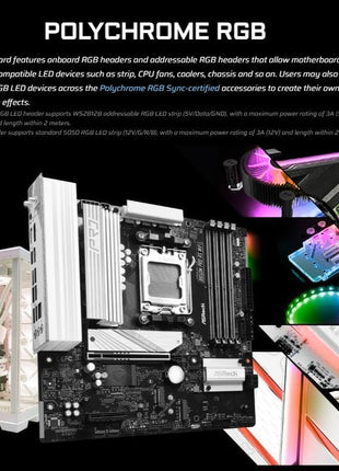ASRock AMD B850M Pro RS WiFi 6E Socket AM5 Ryzen 9000, 8000 and 7000 Series DDR5 B850 up to 8000+ (OC) MHz 256GB Micro ATX Motherboard M.2 SATA3 6.0 Gb/s PCIe 5.0 Realtek 2.5G LAN BIOS Flashback
