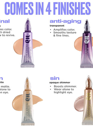 Urban Decay Shimmer Eyeshadow Primer Potion Sin - Champagne Shimmer Eye Primer for Crease-Resistant & Long-Lasting Eye Makeup, Smooths & Preps Eyelid Base, For Vibrant Color, All Skin Tones, Vegan