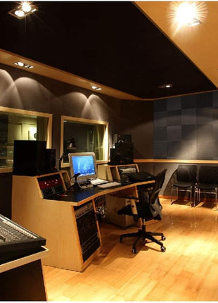 Focusound 52 Pack Acoustic Foam Panels 1 inch x 12 inch x 12 inch Sound Proof Foam Panles Soundproofing Noise Cancelling Wedge Panels for Home Office Recoding Studio with 300PCS Double-Side Adhesive