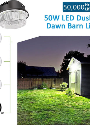 LED Barn Light, Dusk to Dawn Outdoor Yard Light with Photocell Ultra Brightness 5000K Daylight 7500lm, 500W MH/HPS Replacement, AC100-277V IP65 Waterproof for Farmhouse Area