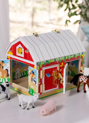 Melissa & Doug Latches Barn Toy Sensory Activity, Doors and Locks Toy, Farm Animals, for Kids Ages 3+
