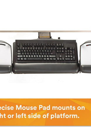 3M Keyboard Tray with Adjustable Keyboard and Mouse Platforms, Turn Knob to Adjust Height and Tilt, Swivels and Stores Under Desk, Gel Wrist Rest and Precise Mouse Pad, 17.75" Track, Black (AKT80LE)