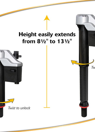 Korky QuietFILL Platinum Toilet Fill Valve - Universal Fits 99% of Toilets - Easy Height Adjust for Fast Install, 528MP