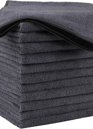 HOMEXCEL Microfiber Cleaning Cloths 12 Pack, Premium 16 x 16 inch Microfiber Towel for Cars, Ultra Absorbent Car Washing Cloth, Lint Free Streak Free Wash Cloths for Car, Kitchen, and Window, Grey
