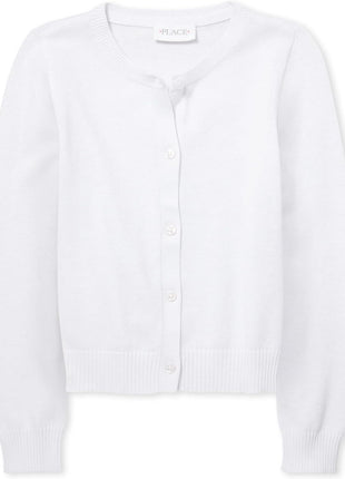 The Children's Place girls Basic School Uniform Cardigan Sweater, Tidal, Medium US
