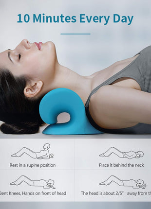 RESTCLOUD Neck and Shoulder Relaxer, Cervical Traction Device for TMJ Pain Relief and Cervical Spine Alignment, Chiropractic Pillow Neck Stretcher (Blue)